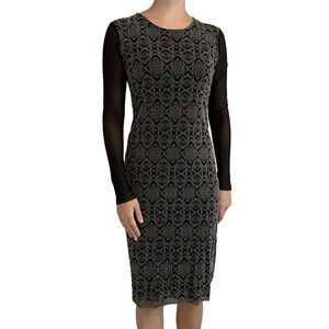Petit Pois by Viviana G Knee Length Dress Mesh Sleeve Jacquard Size Medium